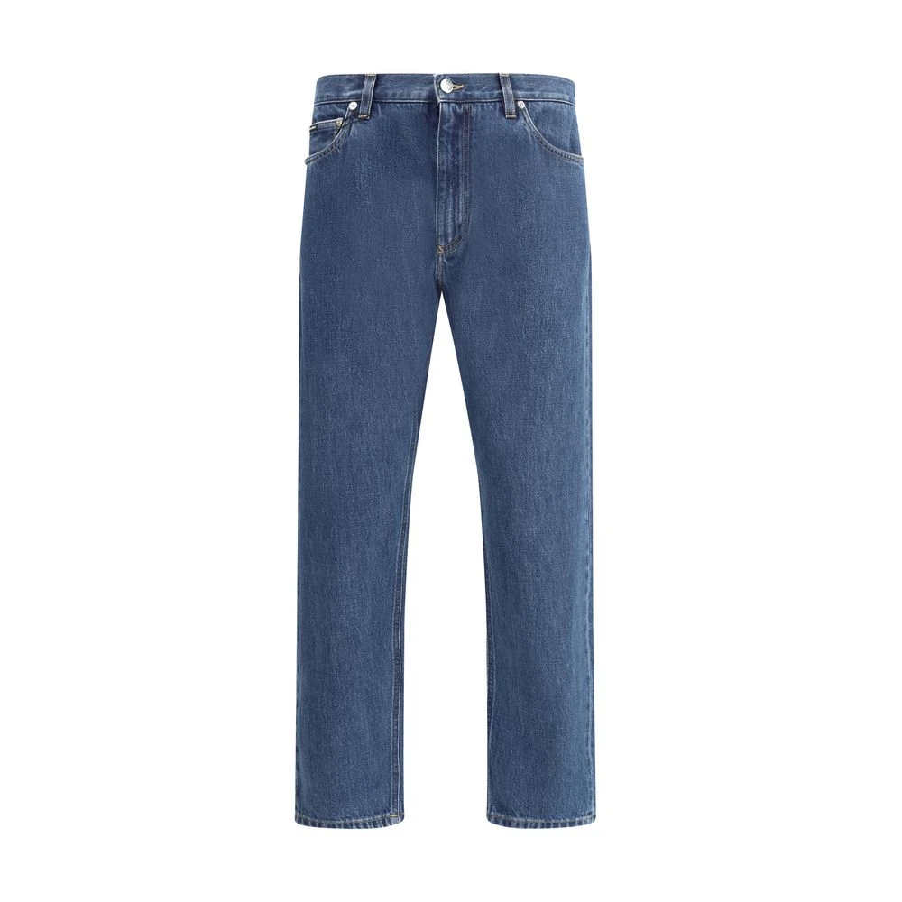 Dolce & Gabbana Logo Plaque Detail Mid-Rise Jeans Blue Heren