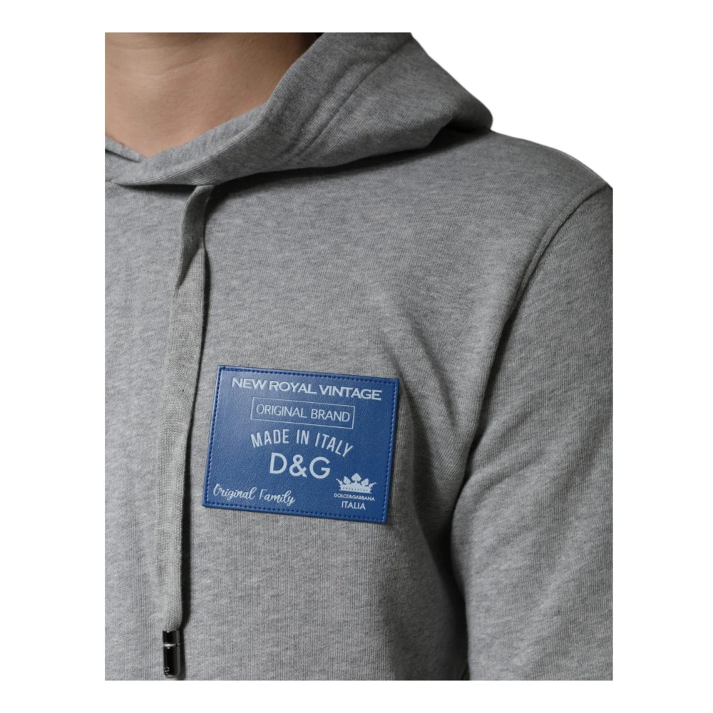 Dolce & Gabbana Grijze Katoenen Logo Hoodie Gray Heren