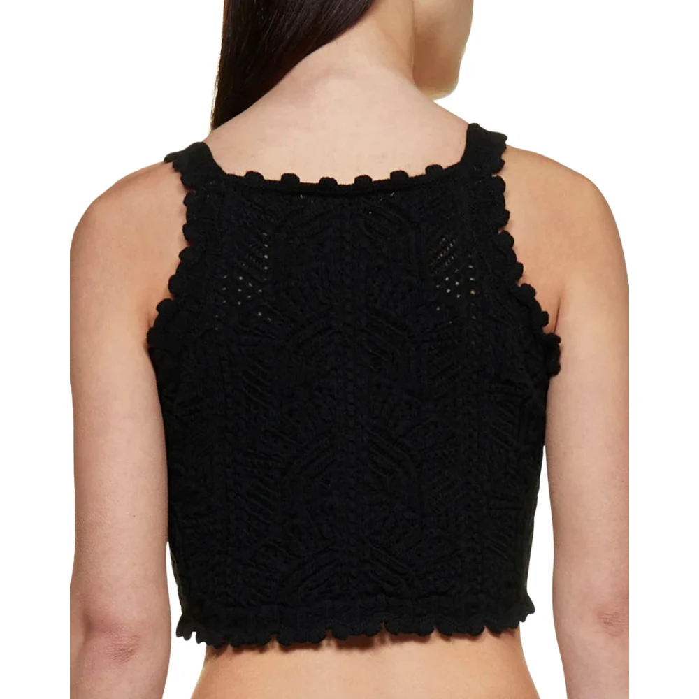 Saint Laurent Korte Wollen Gebreide Top Black Dames