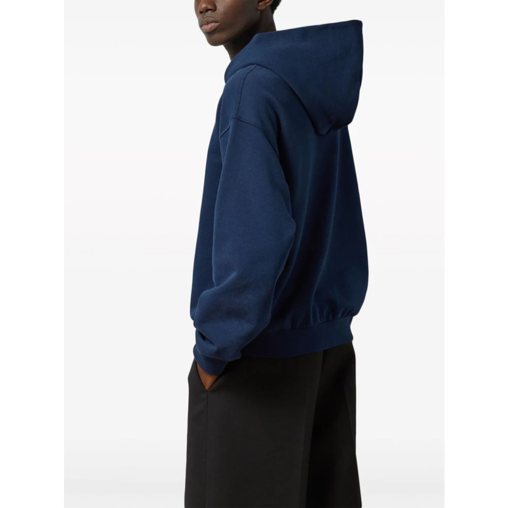 Gucci Grijze Hoodie met Teddy Logo Patch Blue Heren