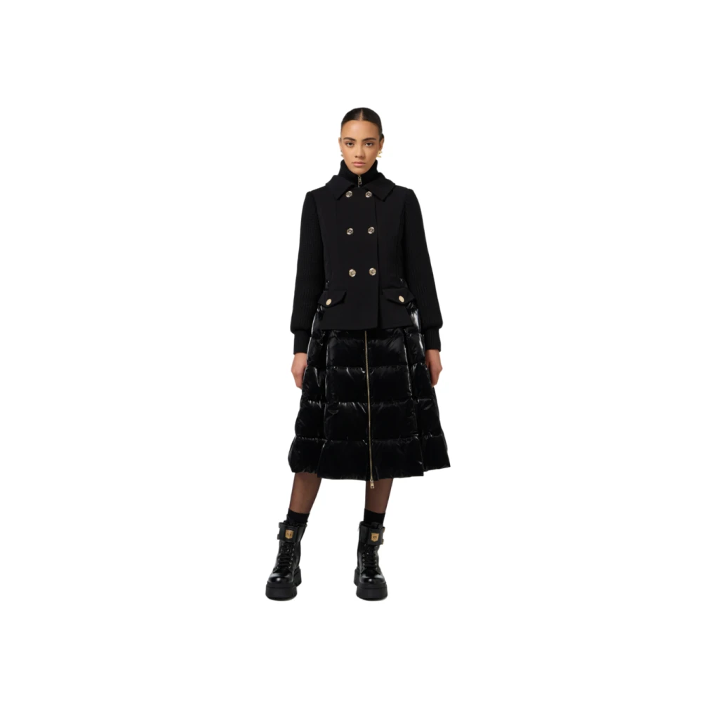 Elisabetta Franchi Dubbelrijig Gestepte Jas Black Dames