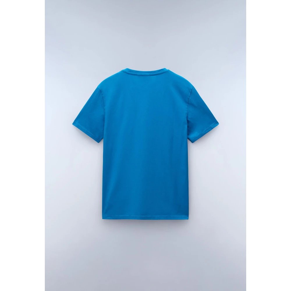 Napapijri Korte mouw geborduurd katoenen T-shirt Blue Heren
