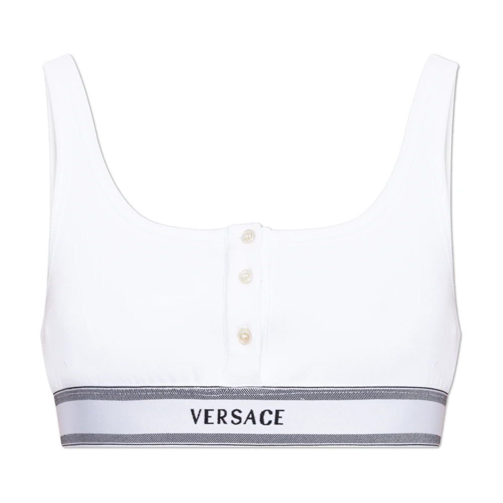 Versace Donna Bianco - Bralette A Costine In Jersey Di Cotone - Underwear - L