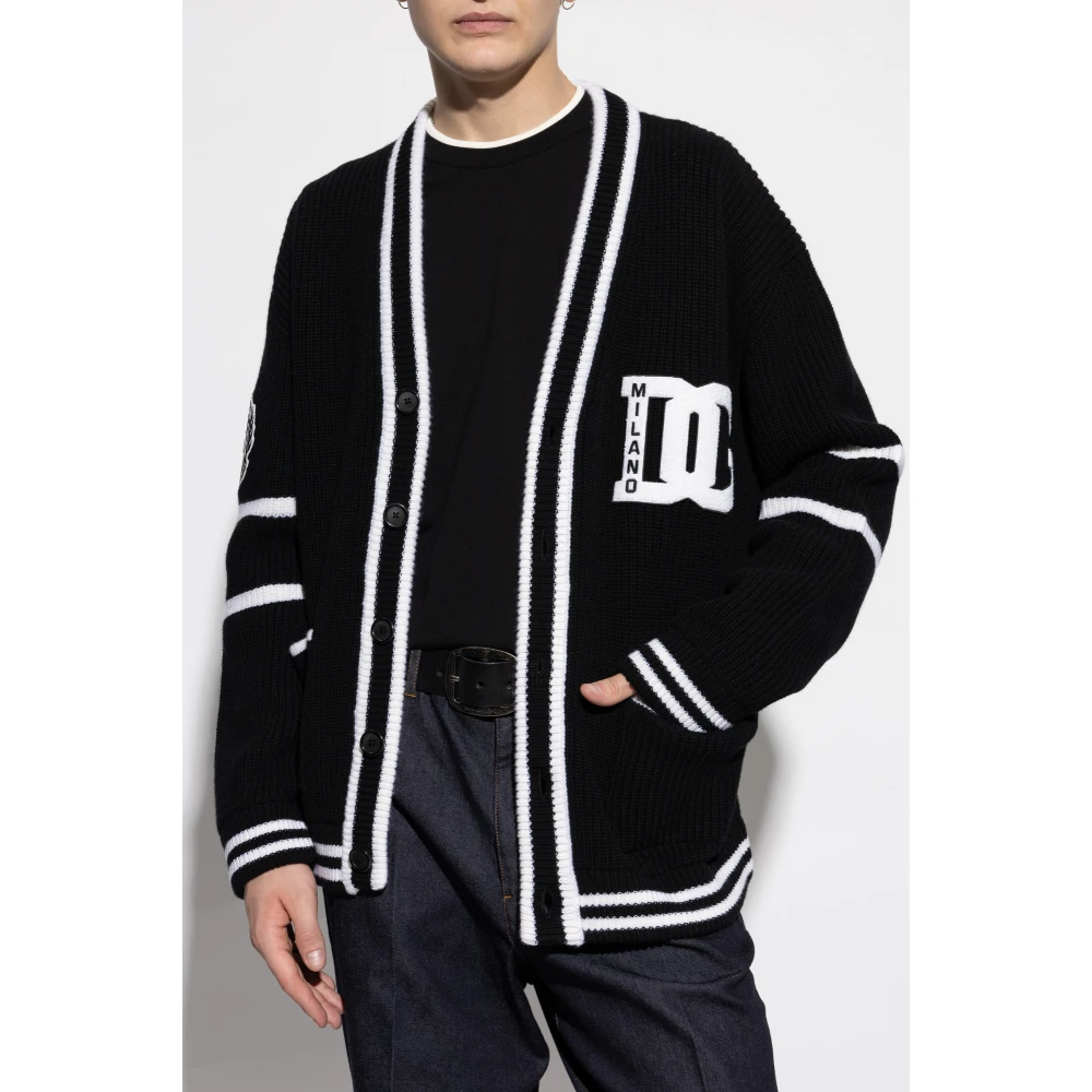 Dolce & Gabbana Wollen vest met logo Black Heren