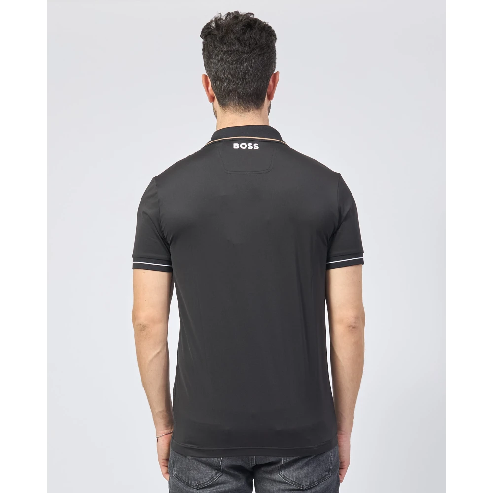 Hugo Boss Zwarte katoenen poloshirt met logo Black Heren