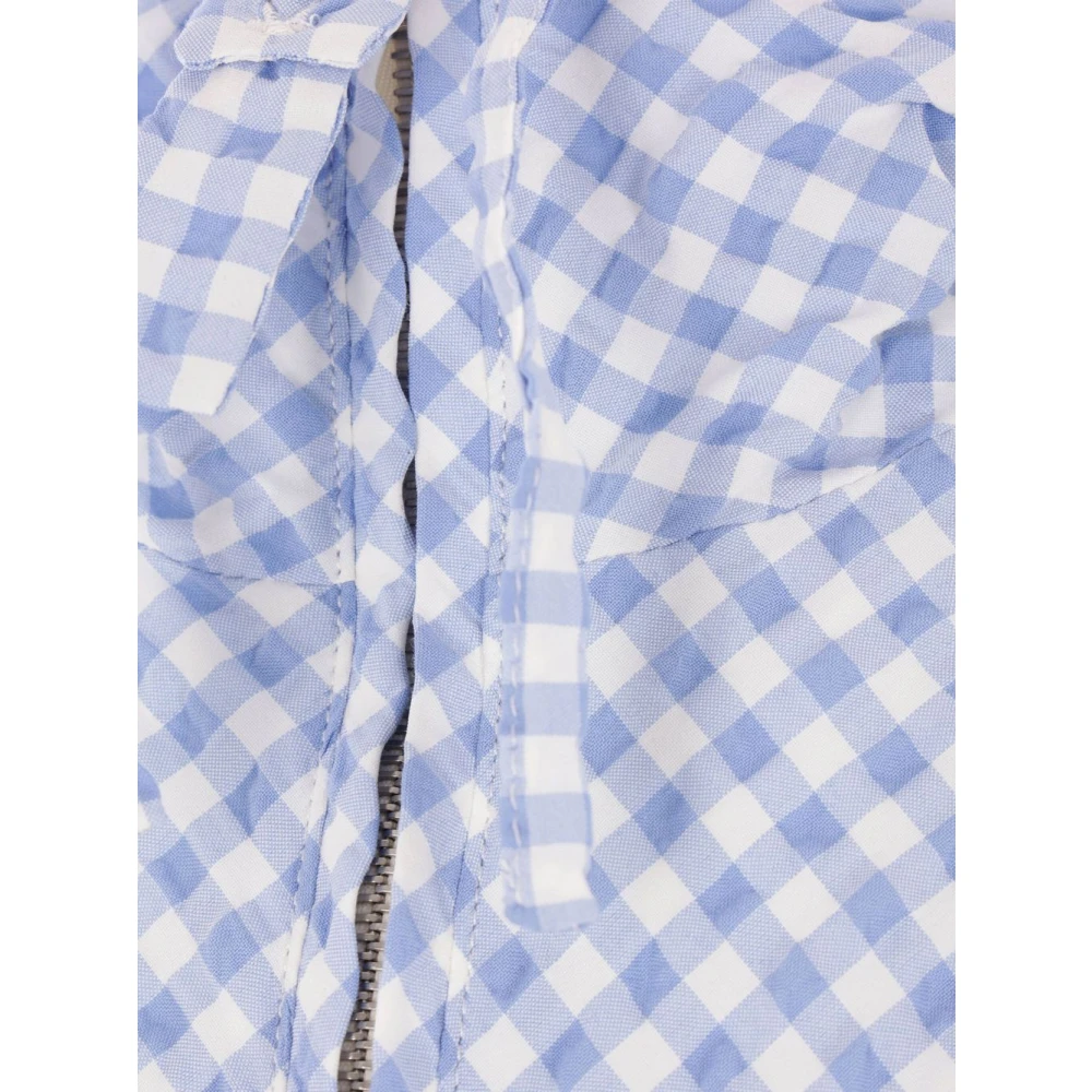 Marni Seersucker Geruite Jas met Logoborduursel Blue Heren
