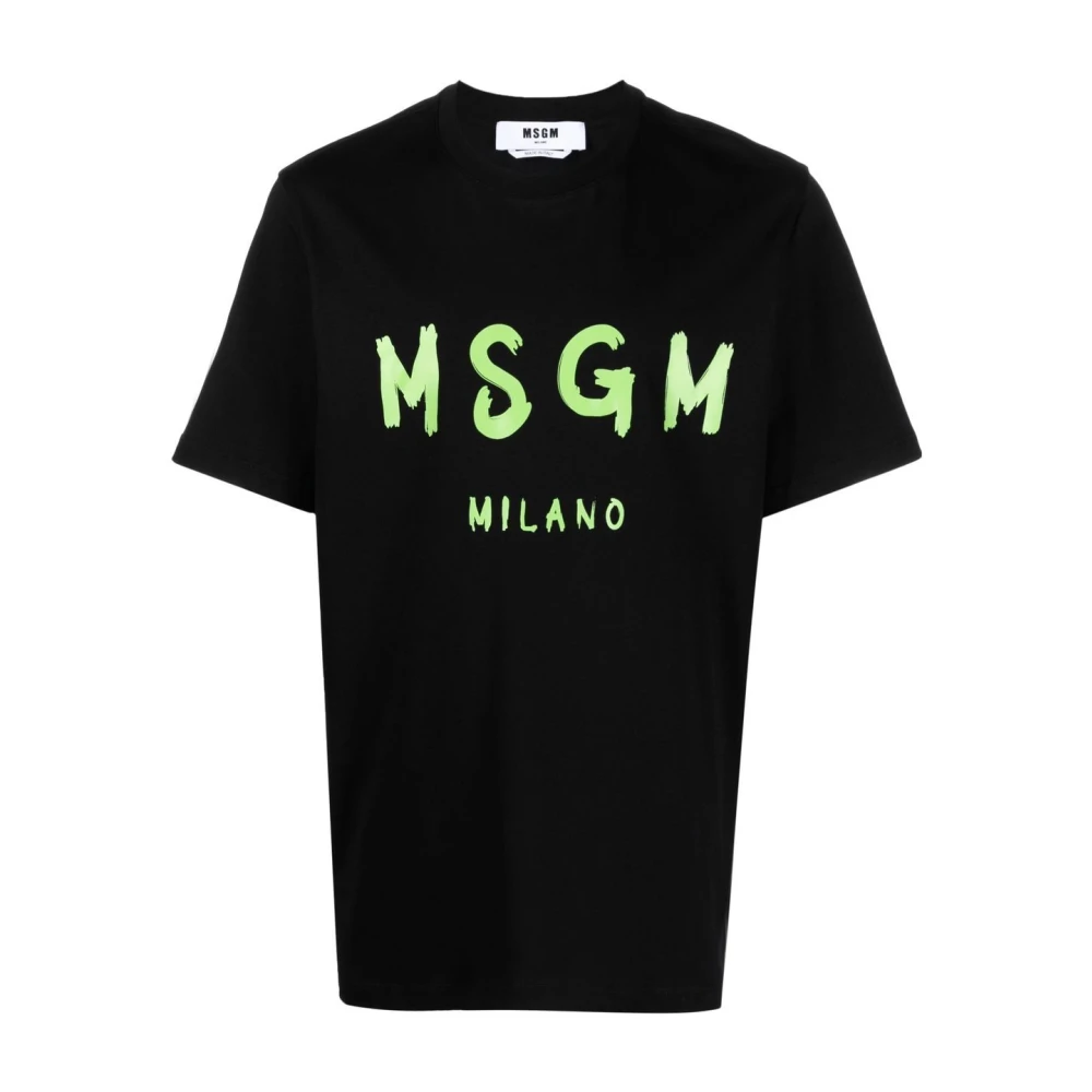 Msgm Logo Print Crew Neck T-shirt Black Heren