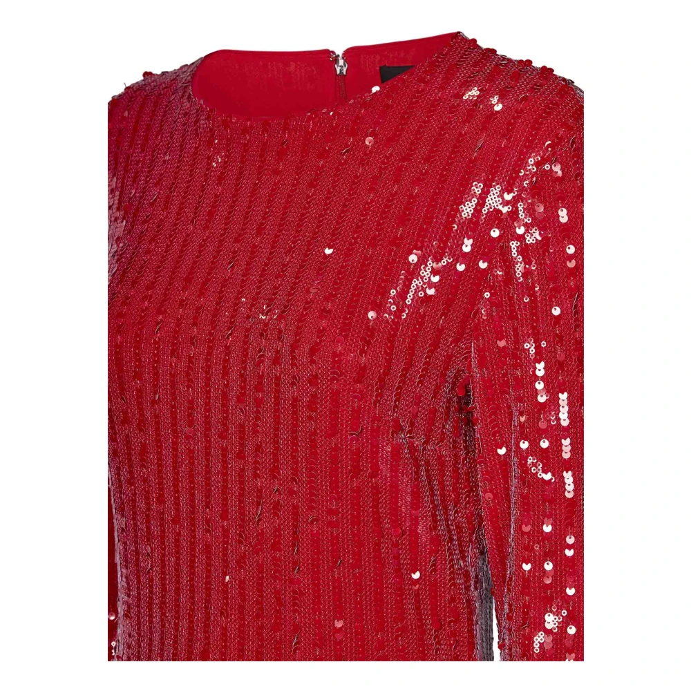 Rotate Birger Christensen Rode Jurk met Wijde Mouwen en R Logo Red Dames