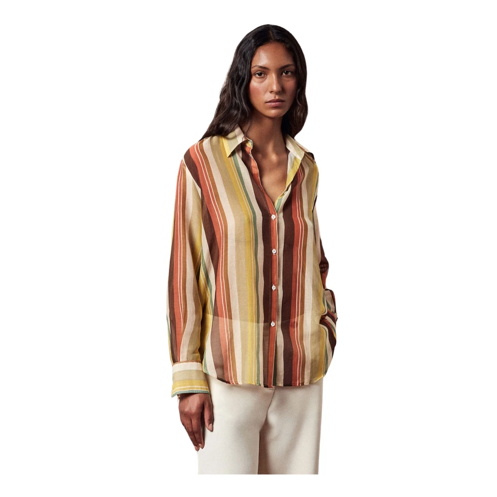 Massimo Alba Voile Katoen Zijde Overhemd Relaxte Pasvorm Multicolor Dames
