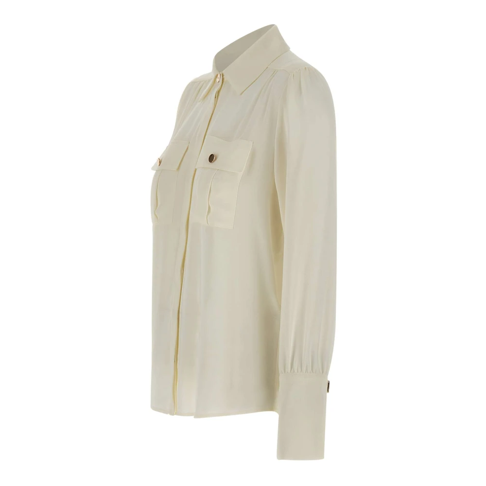 Liu Jo Georgette Shirt Franse Kraag Lange Mouwen White Dames