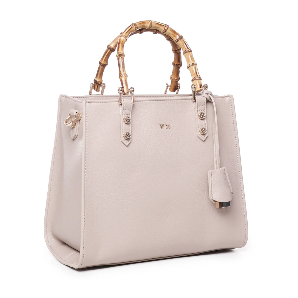 V73 Nude Nefertiti Tas met Bamboe Handvat Beige Dames