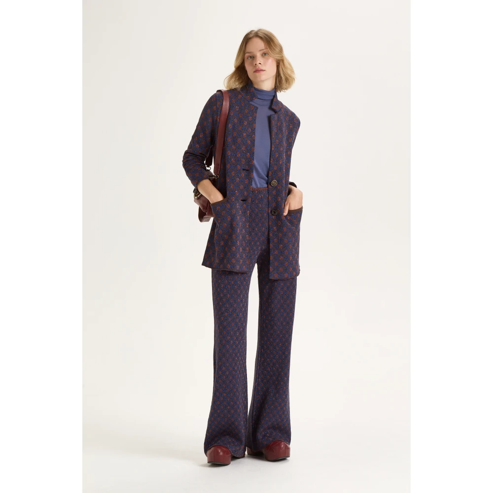 Maliparmi Pois Jacquard Broek Blue Dames