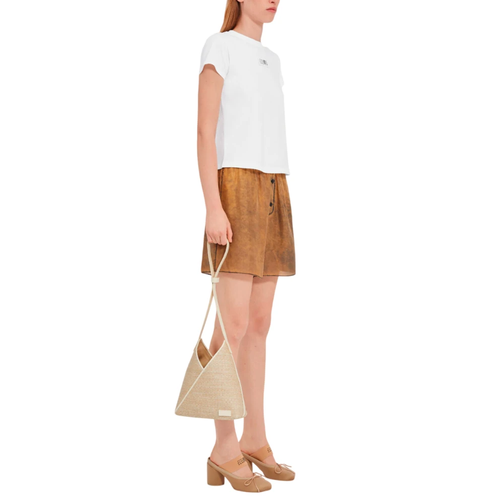 MM6 Maison Margiela Minimalistisch Wit T-shirt met Kenmerkende Nummers White Dames