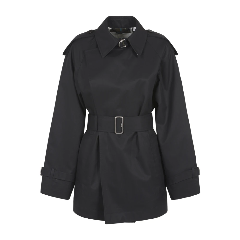 Burberry Zwarte Katoenen Trenchcoat Black Dames