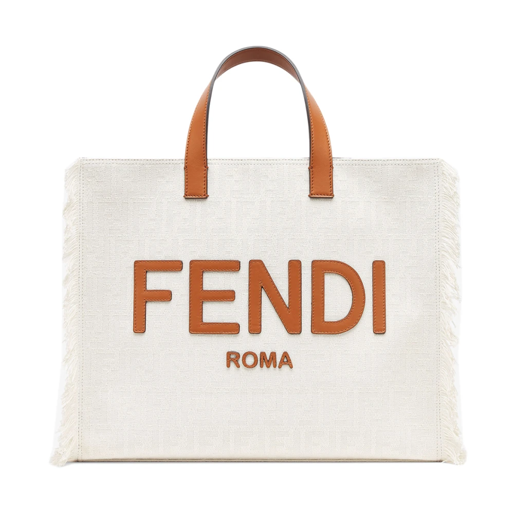 Fendi Vit Shopper Väska med Fransar White, Dam