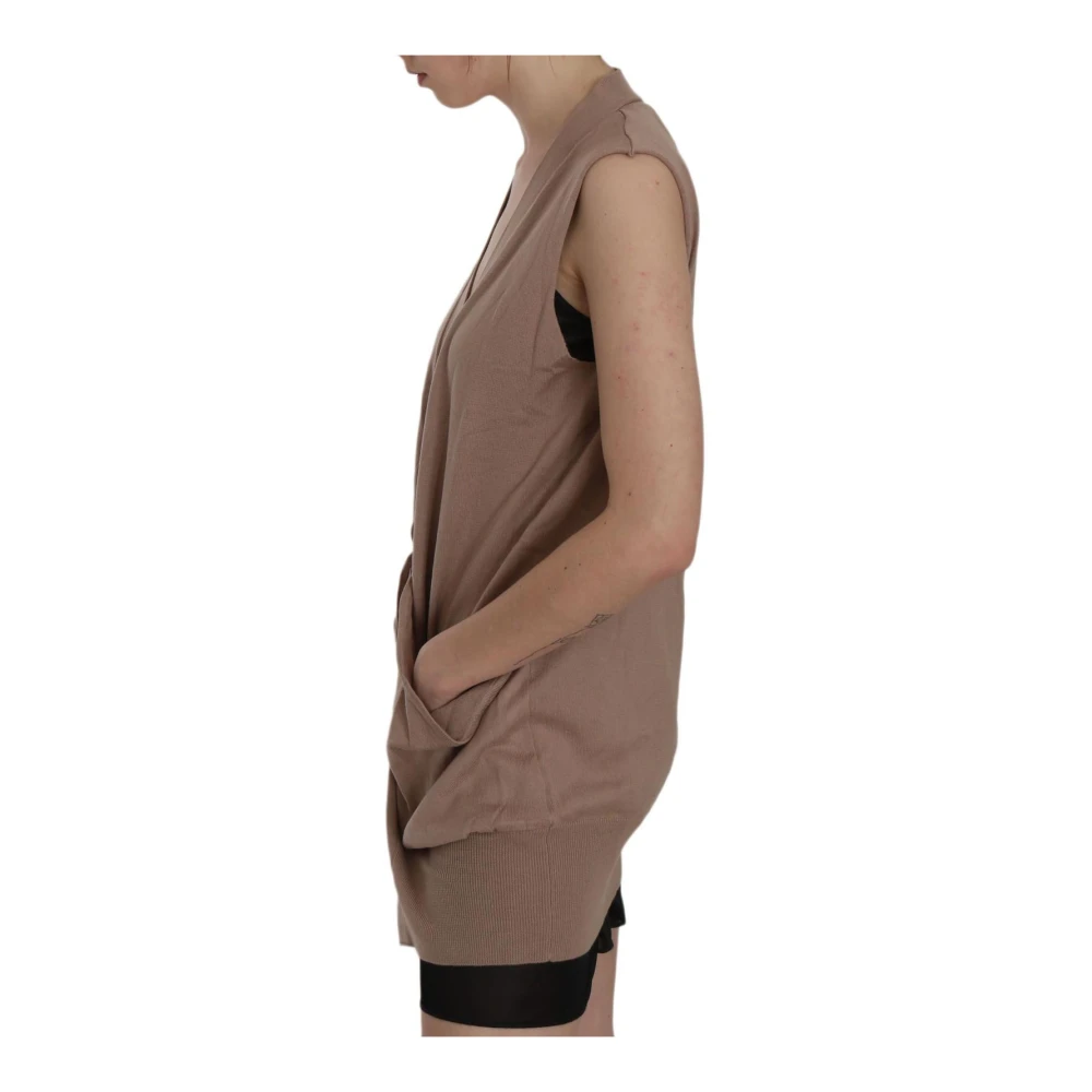 Pink Memories Stijlvolle Mouwloze Katoenen Vest met Logo Brown Dames