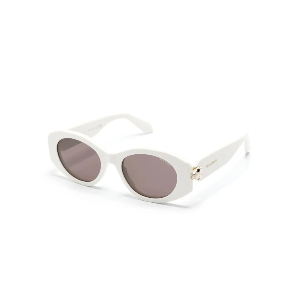 Bvlgari Women's White Sunglasses, 52 Mm, Serpenti Forever Oval Sunglasses