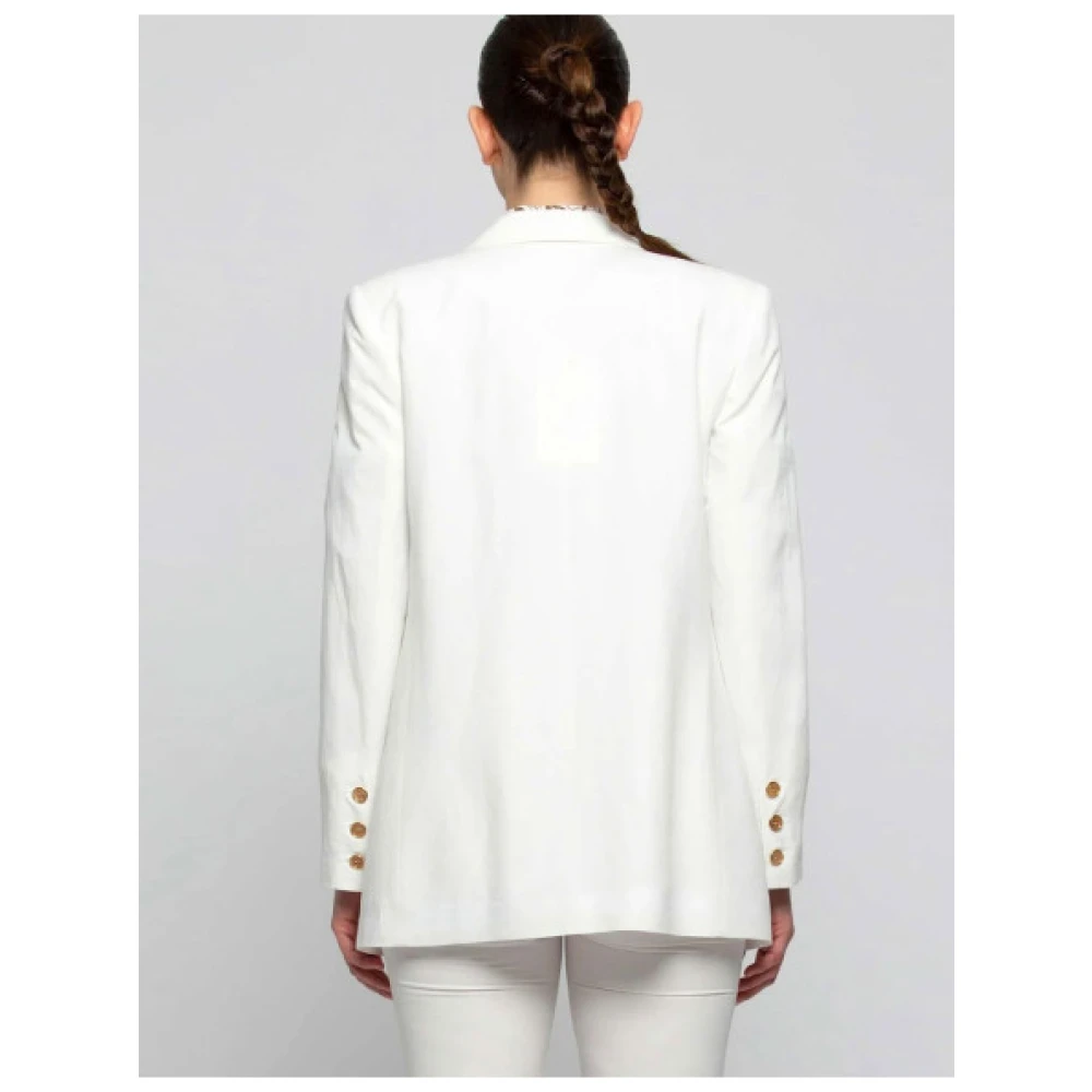 Kocca Elegant Linen Blend Double-Breasted Blazer White Dames