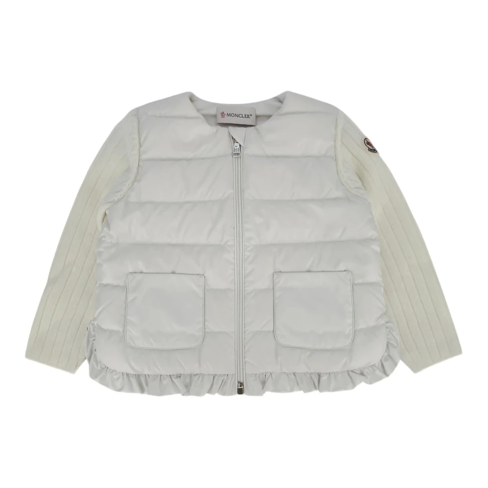 Moncler Boys White Winter Jackets, 2 Y, Padded Wool & Cashmere Zip-Up Cardigan