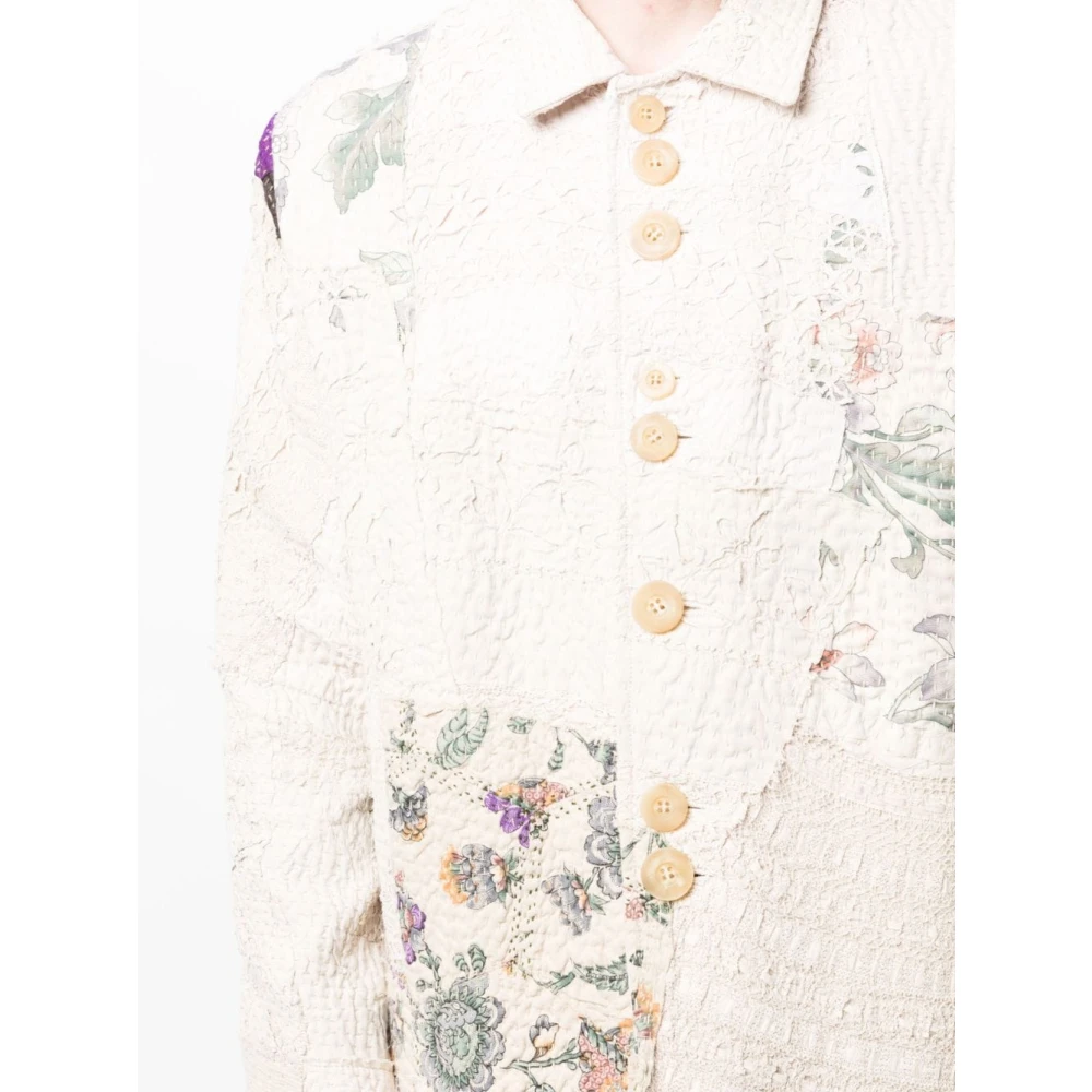 By Walid Beige Bloemen Patchwork Katoenen Jas Multicolor Heren