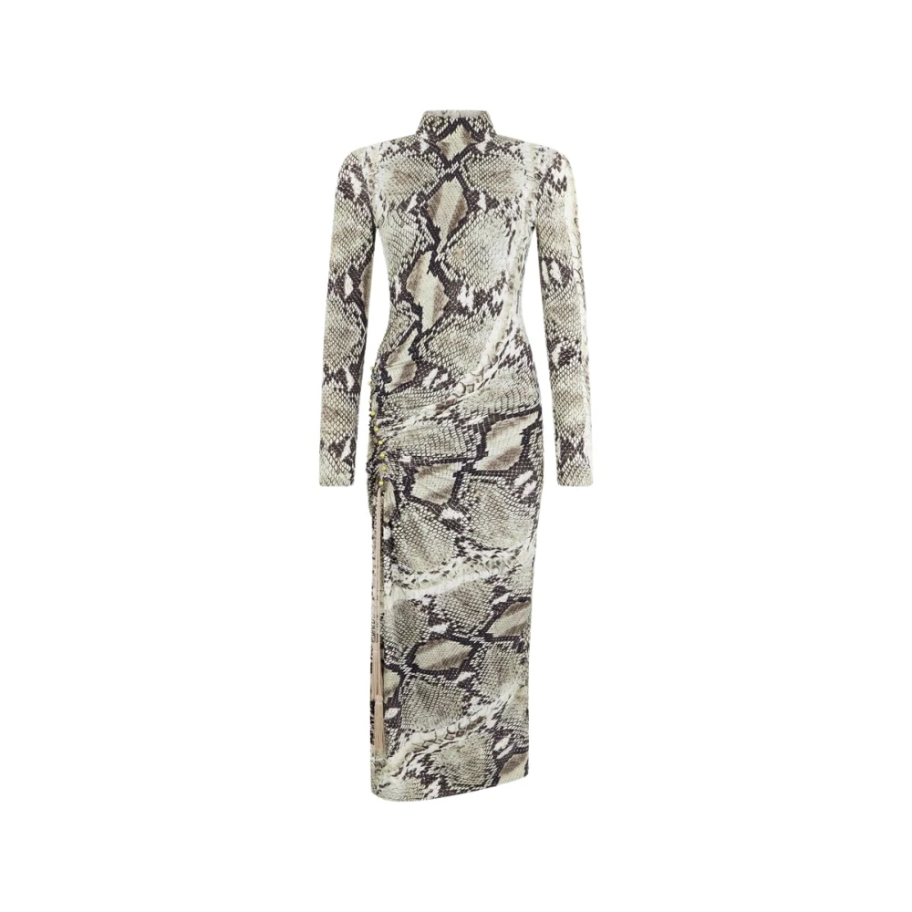 Roberto Cavalli Brown Midi Dress With Python Print - Female - Party Dresses - S - Dresses