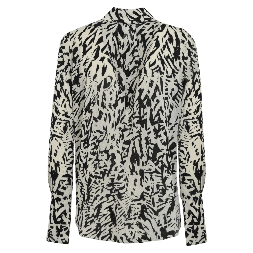 PATRIZIA PEPE Georgette Zwart en Wit Patroon Shirt Multicolor Dames