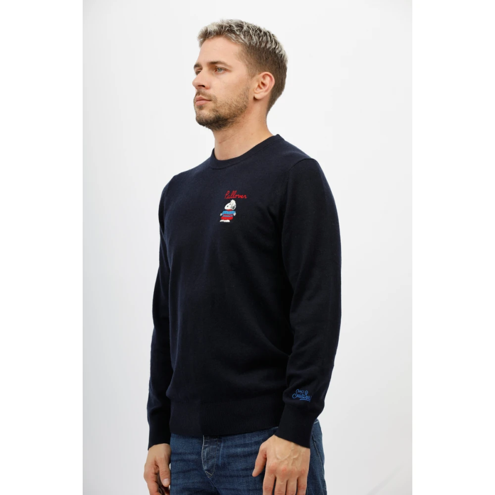 MC2 Saint Barth Snoopy Geborduurd Shirt Blue Heren