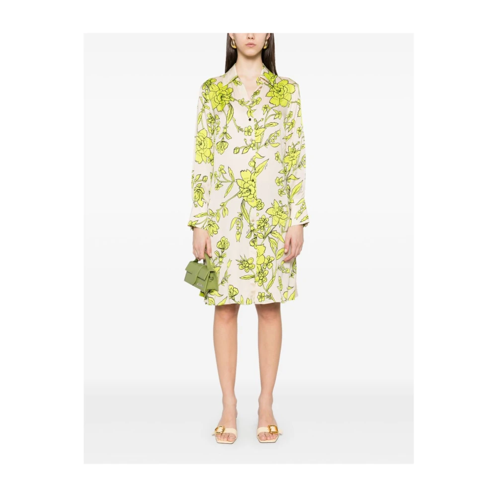 Liu Jo Beige Jurk met Voorknoop en Riem Multicolor Dames