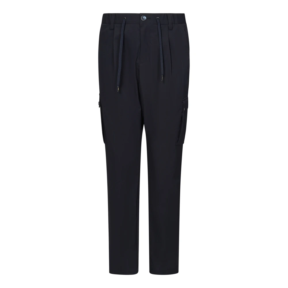Herno Blauwe Cargo Broek Elastische Taille Regular Fit Blue Heren