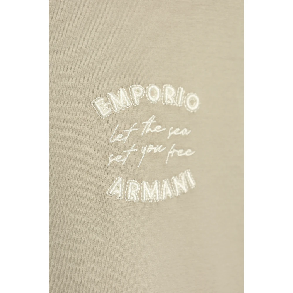Emporio Armani T-shirt met logo Beige Heren