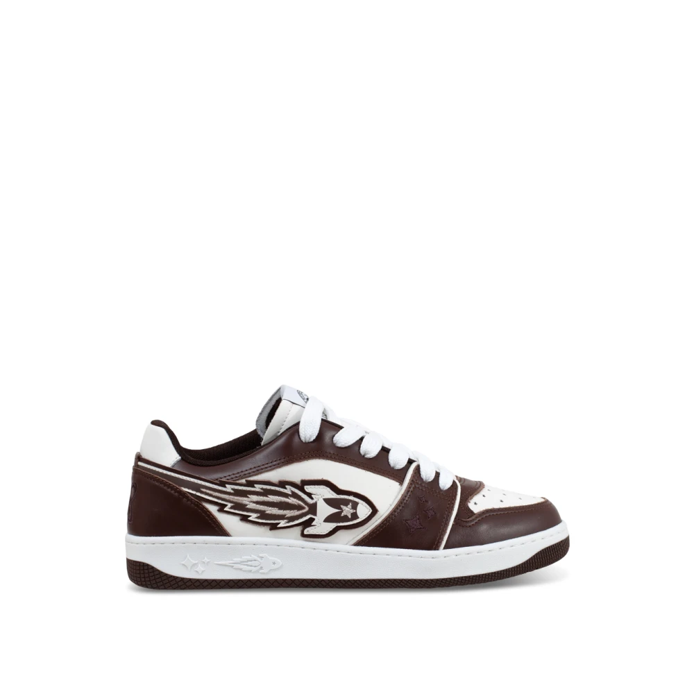 Enterprise Japan Bruine en witte leren sneakers Brown Heren