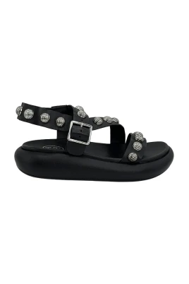 Svart Läder Studded Sandal