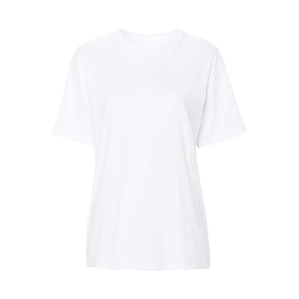 T by Alexander Wang Vit Logotyp Tryck Bomull T-shirt White, Dam