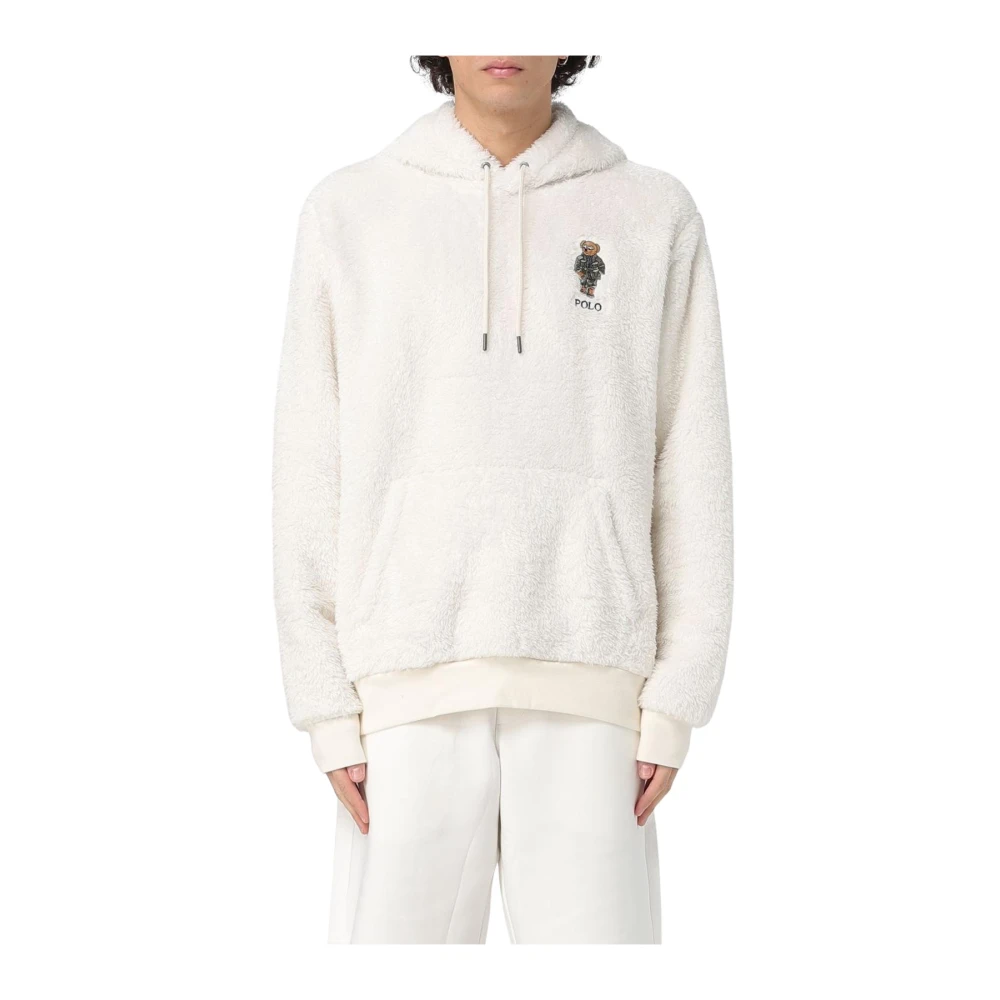 Polo Ralph Lauren Men's White Fleece Hoodie Sweatshirt