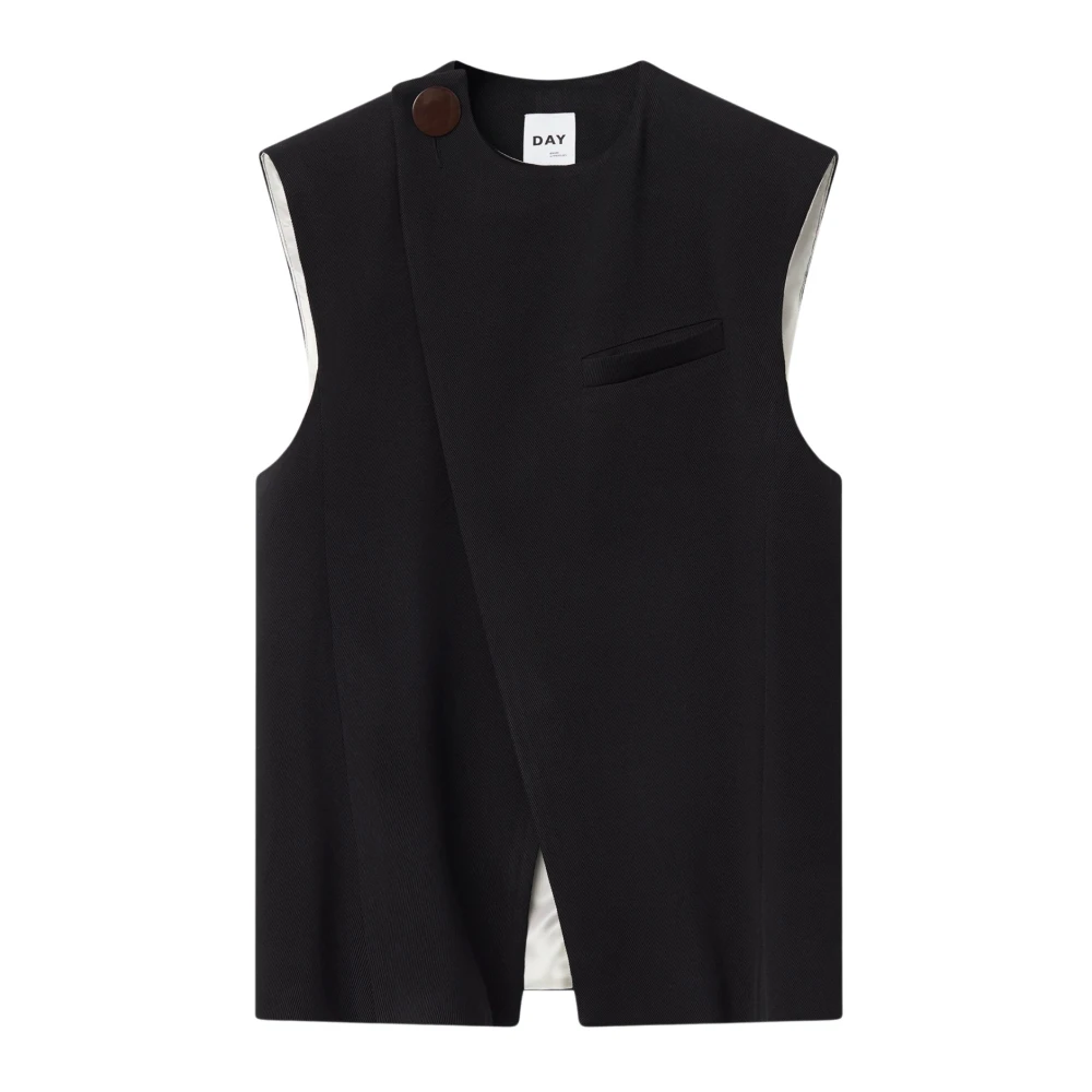 Day Birger Et Mikkelsen Black Waistcoats, Female, Xs, Modern Sophistication Viscose Twill Vest