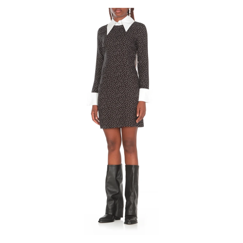 Mar De Margaritas Zwarte viscose jurk met stippen Black Dames