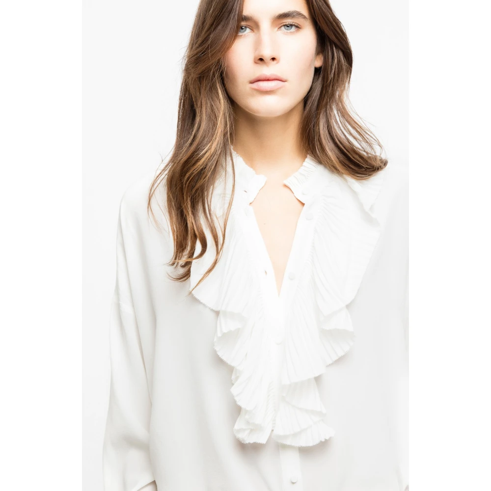 Zadig & Voltaire Gerimpeld Overhemd met Geplooide Kraag White Dames