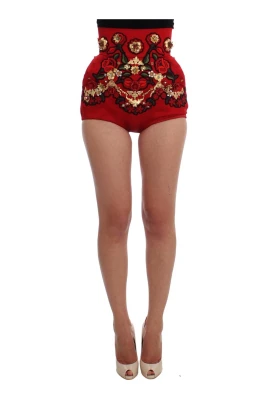 Blommig broderad hög midja shorts