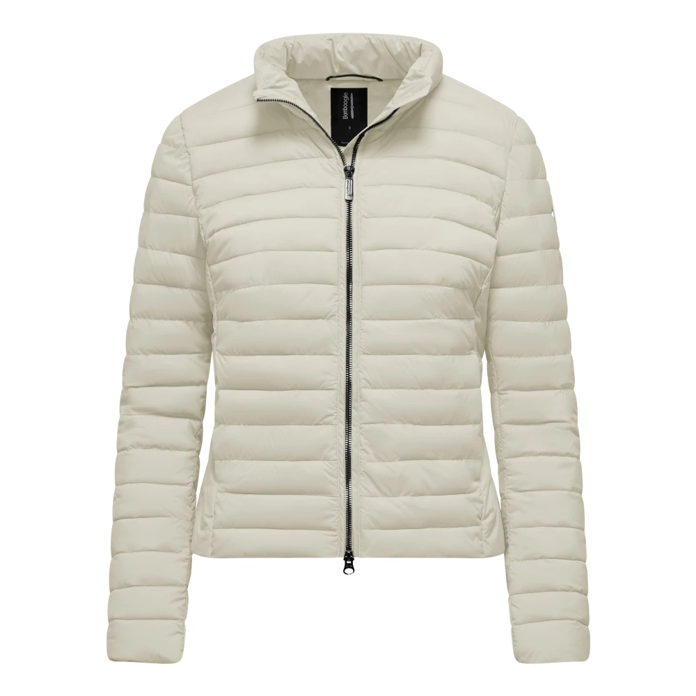 Bomboogie Women's White Fitted Down Jacket In Stretch Nylon - Winter Jackets - L - Jackets