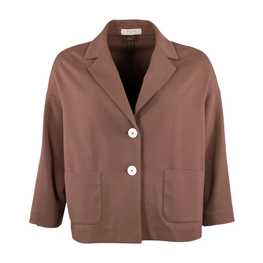 Circolo 1901 Women's Brown Fleece Button Caban - Blazers - M - Jackets