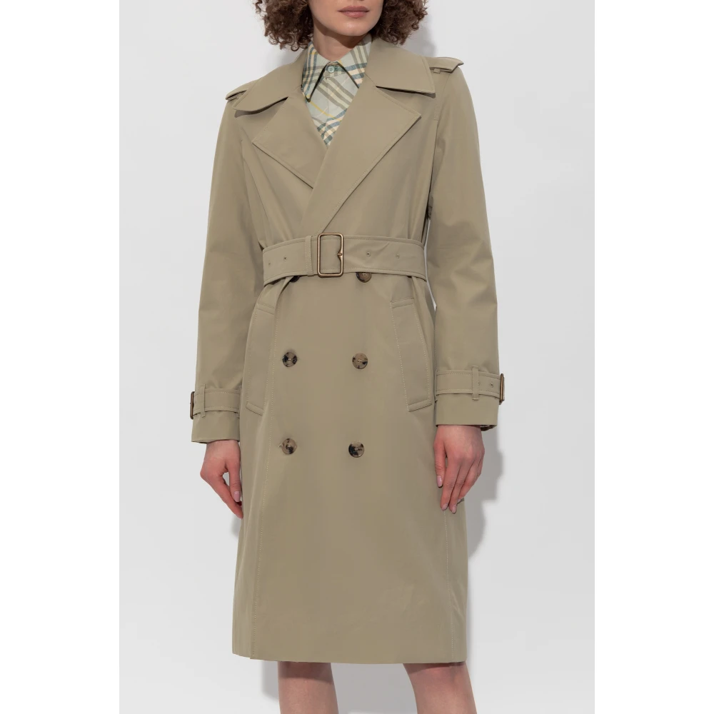 Burberry Dubbelrijige trenchcoat van gabardine Green Dames
