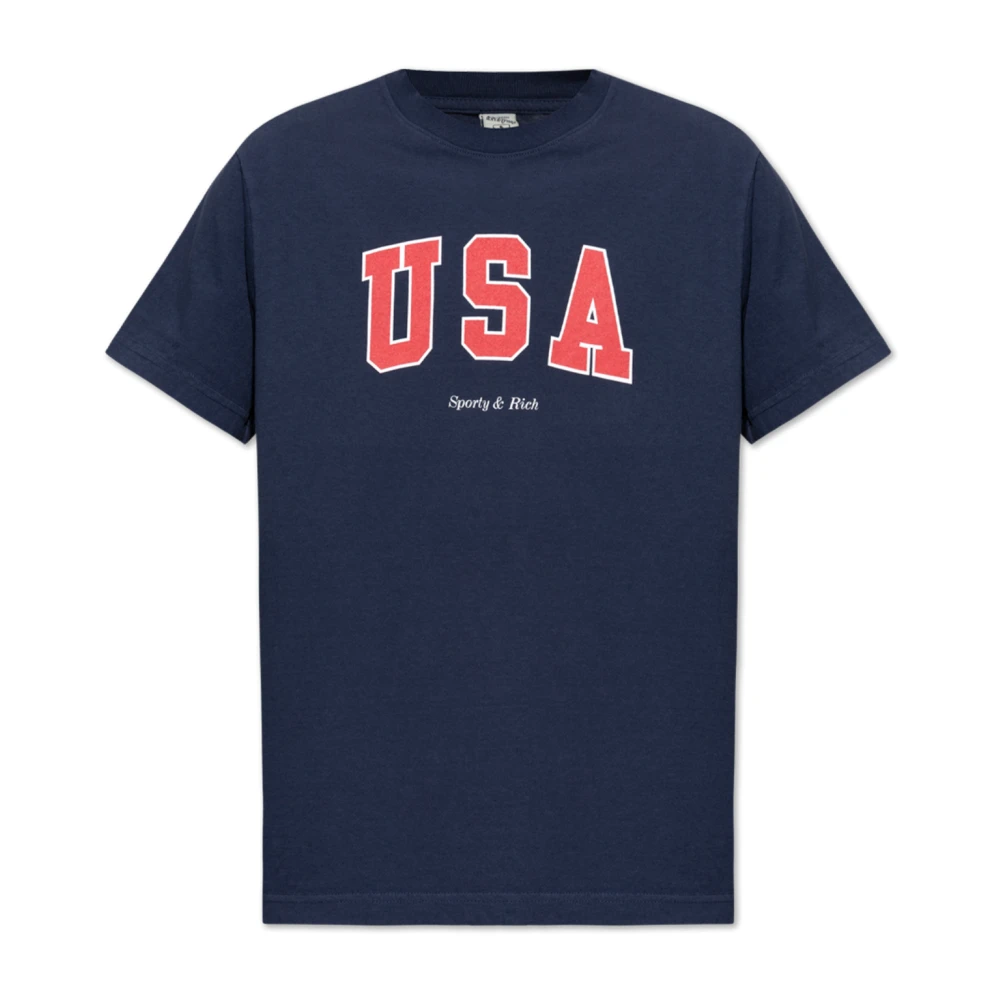 Sporty & Rich Katoenen T-shirt Blue Unisex