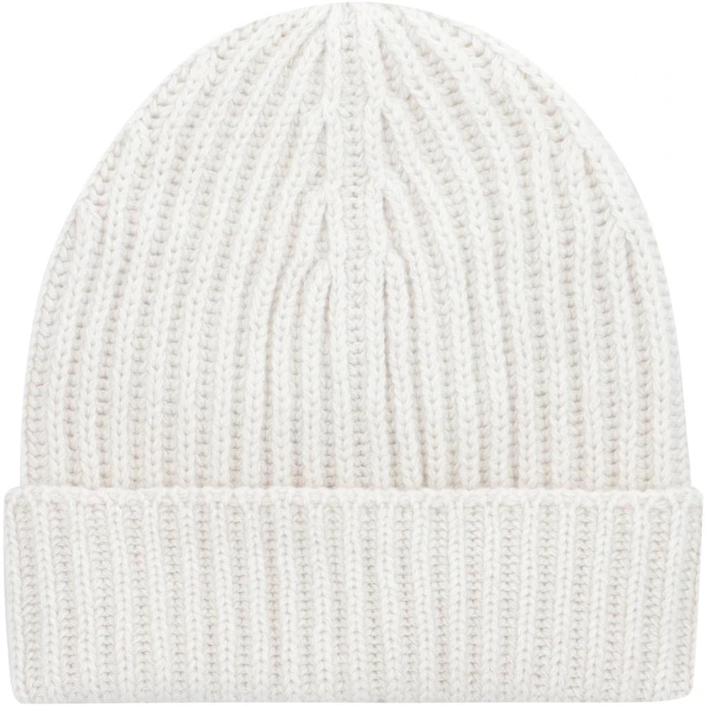 Malo Kasjmier Ribgebreide Beanie Muts Beige Heren