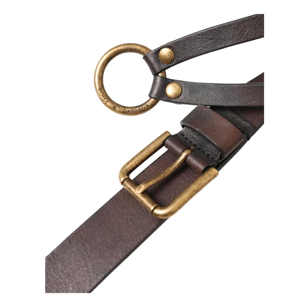 Dolce & Gabbana Gouden Gesp Leren Riem Brown Dames