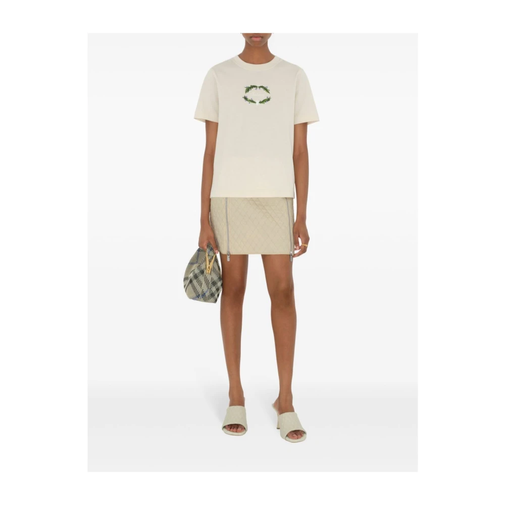 Burberry Natuurlijk Logo Bloemen T-shirt White Dames