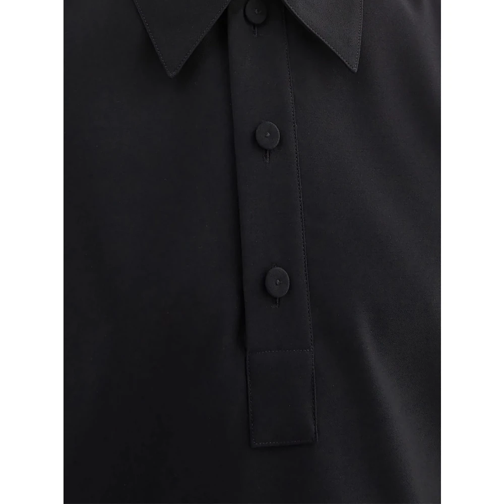 Jil Sander Zwarte Polo Shirt met Voorknoopsluiting Black Heren