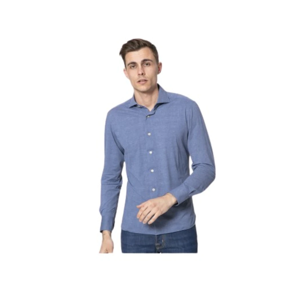 Orian Blauwe Vloeibare Overhemd Blue Heren