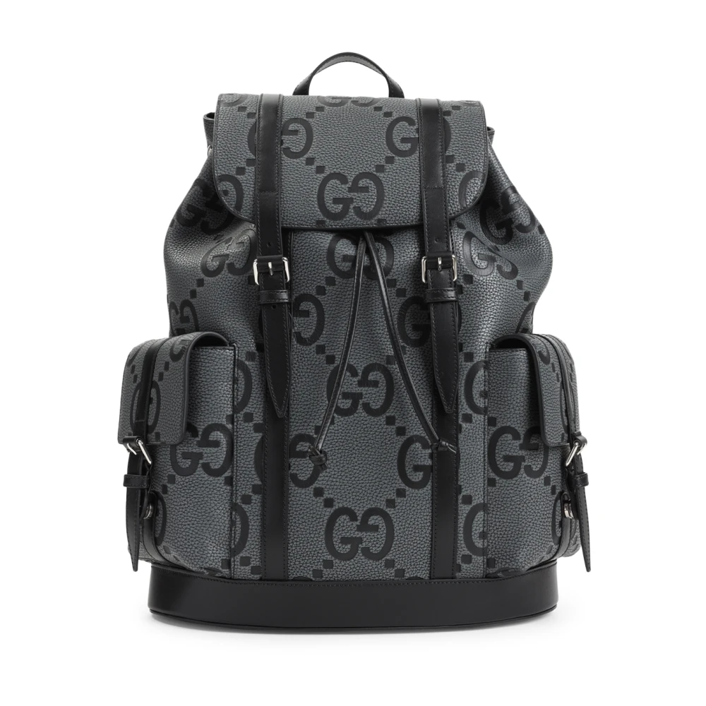 Gucci Grafietgrijs generfd lederen rugzak Gray Heren