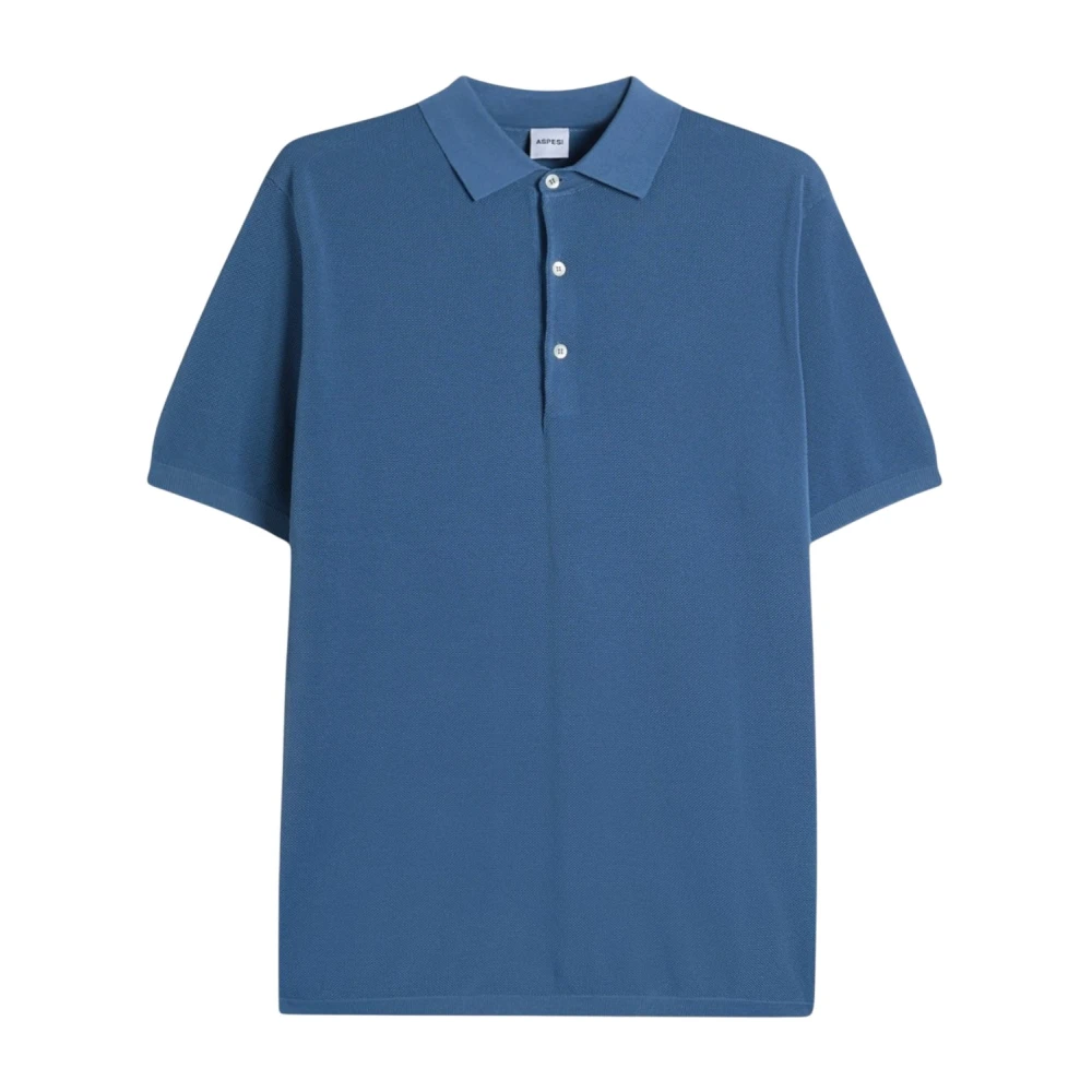 Aspesi Men's Blue Polo Cotone Piquet Tinto Capo - Polo Shirts - S - Tops