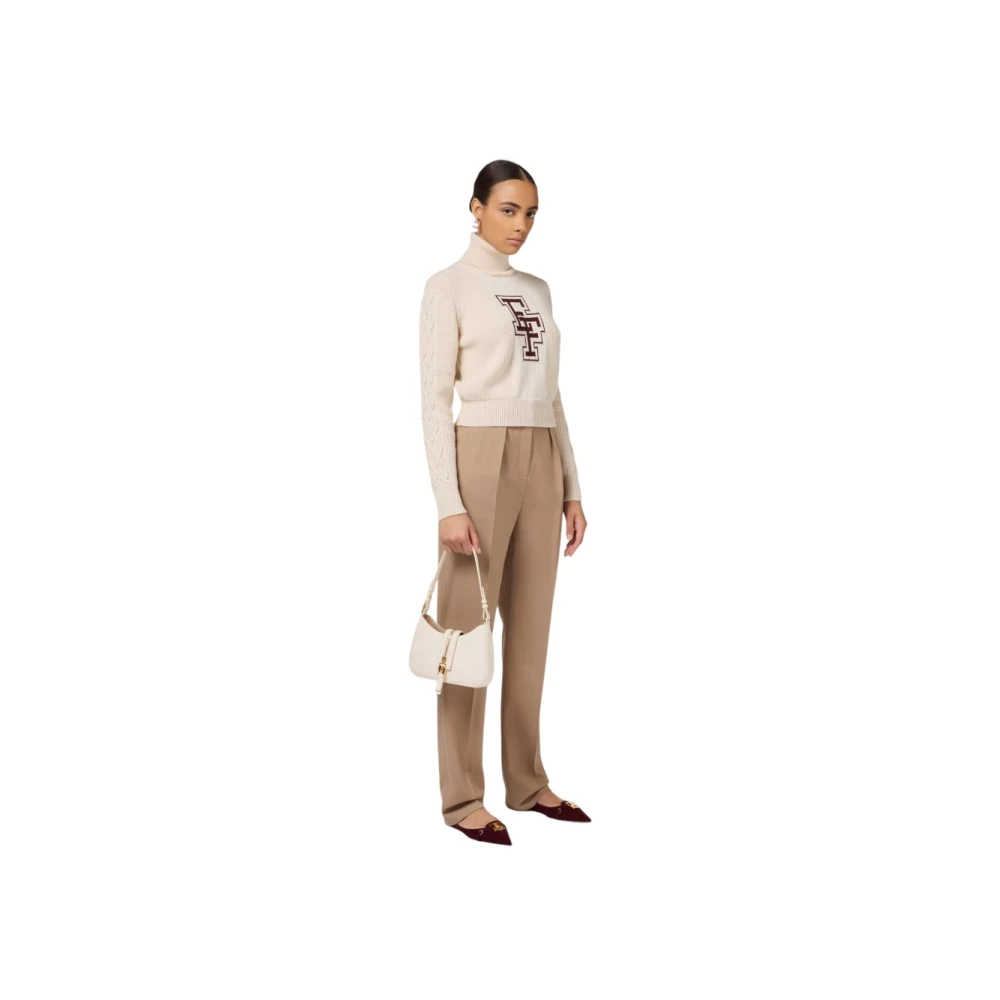 Elisabetta Franchi Stijlvolle Gebreide Top Beige Dames